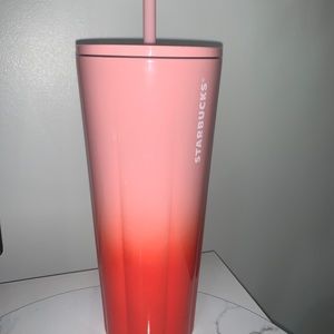 Starbucks Stainless Steel 24oz Ombre Pink Red Cup